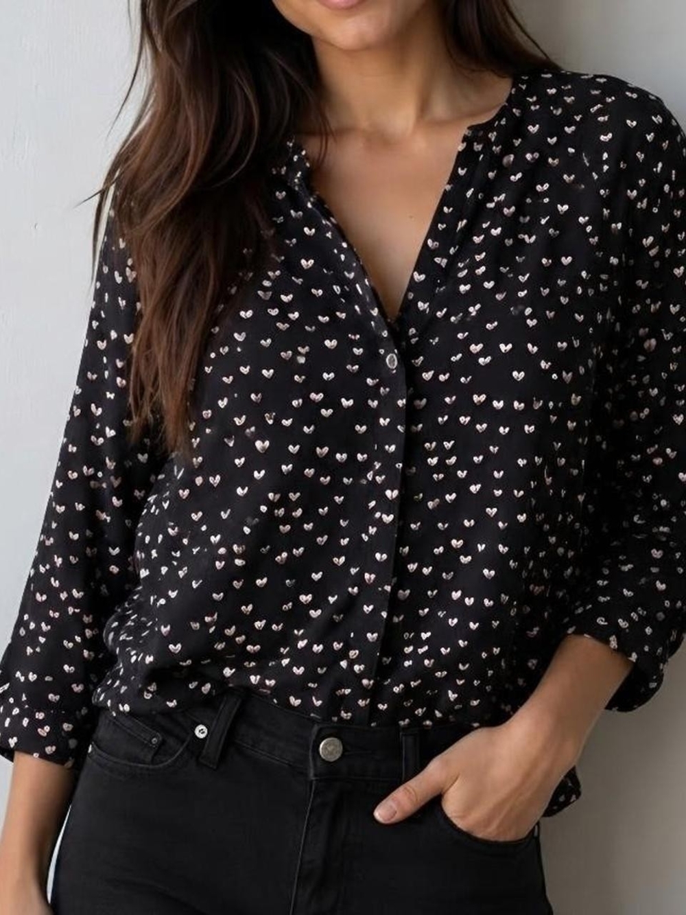 Joie heart print silk blouse size Small